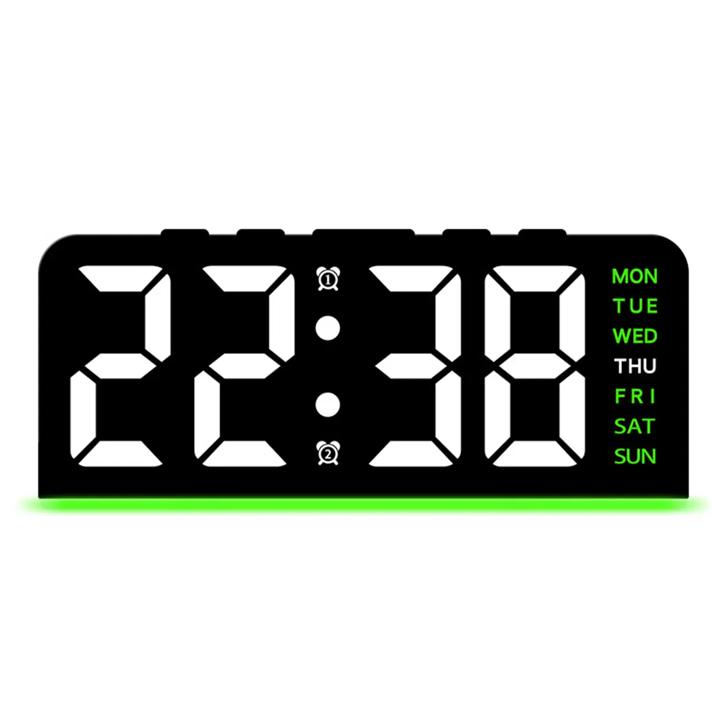 LED Mirror Alarm Clock Smart Digital Alarm Clock Date Temperature Display Voice Control Adjustable Brightness Electronic Clock