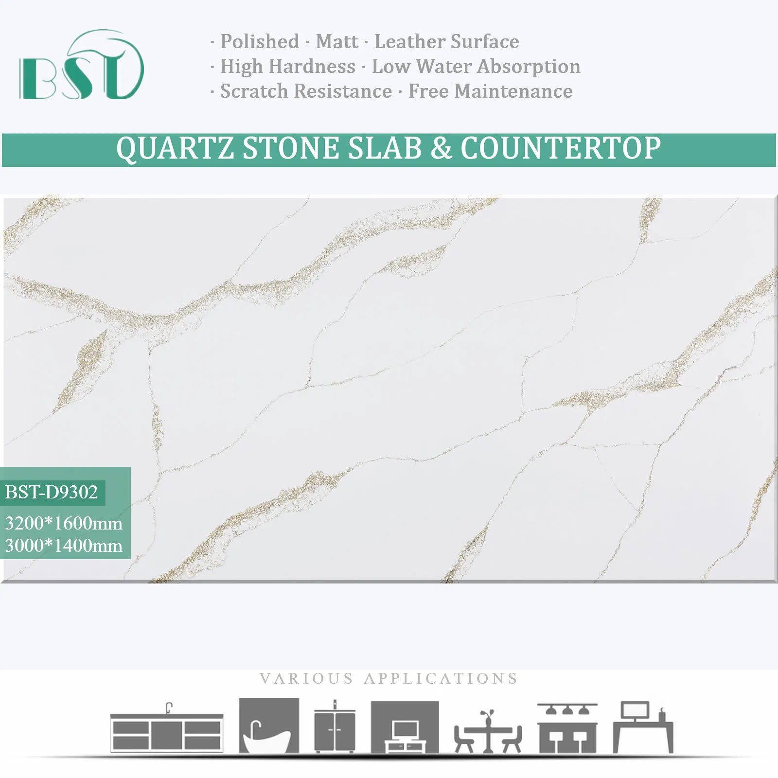 Calacatta Silica-Free Engineered Stone Non-Silica Quartz Alternative for Healthy Kitchens