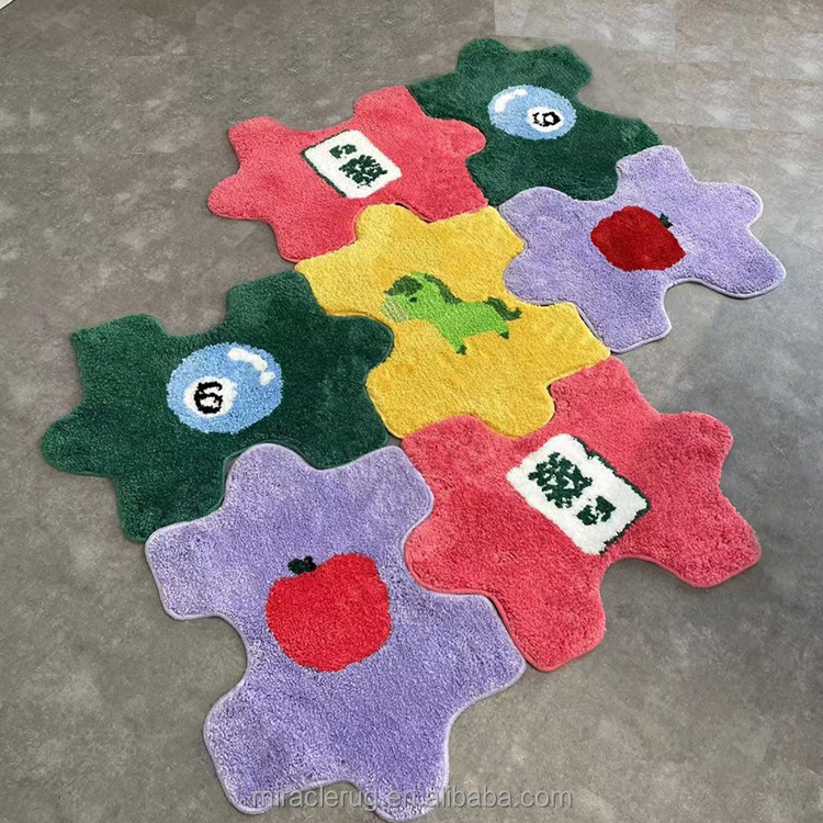 Waterproof Custom Door Mat Design Washable Reversible Handmade Hand Tufted Carpets Anti Slip Bath Mats