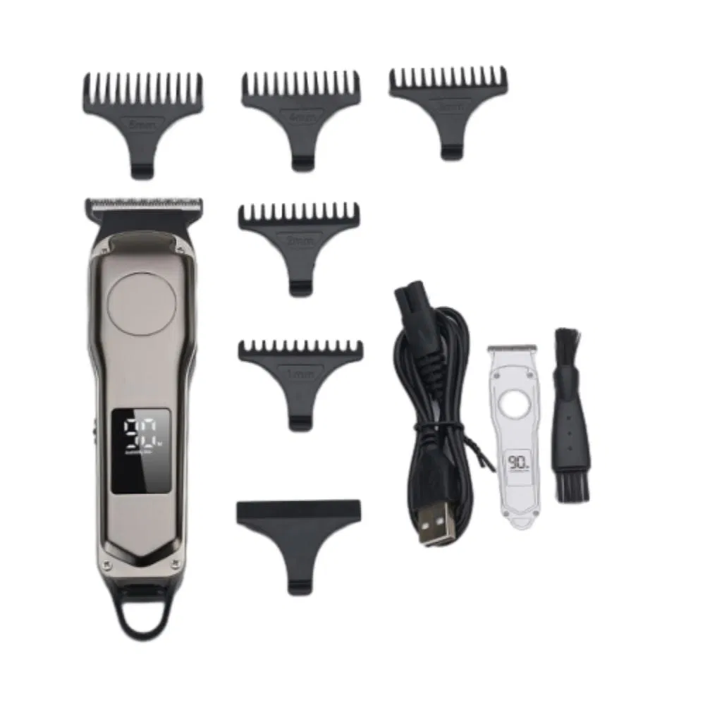 Metal PRO Salon Hair Clipper LED Display Cordless Trimmer Barber Taper Kit
