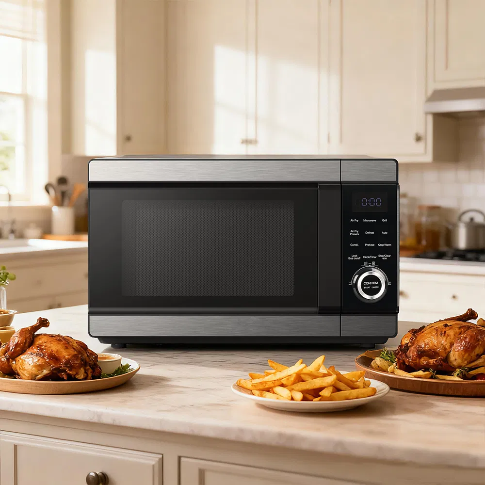 28L 1800W Grill Air Fryer Adjustable Temperature Microwave Oven