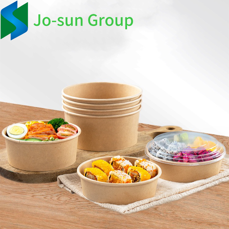 Disposable Kraft Paper Eco Disposable Brown Kraft Salad Cup Paper Bowl 500ml 700ml 1000ml 1200ml 1500ml