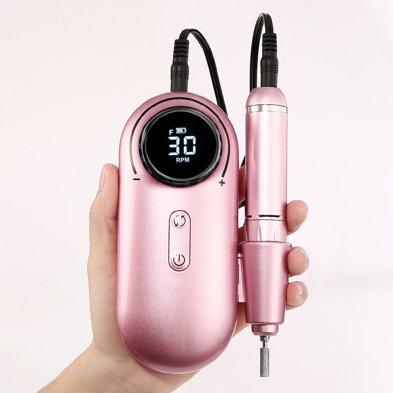 Wireless Nail Polishing Grinding Machine 30000rpm LCD Power Bank Portable USB Rechargeable Electric Nails Drill Equipment
