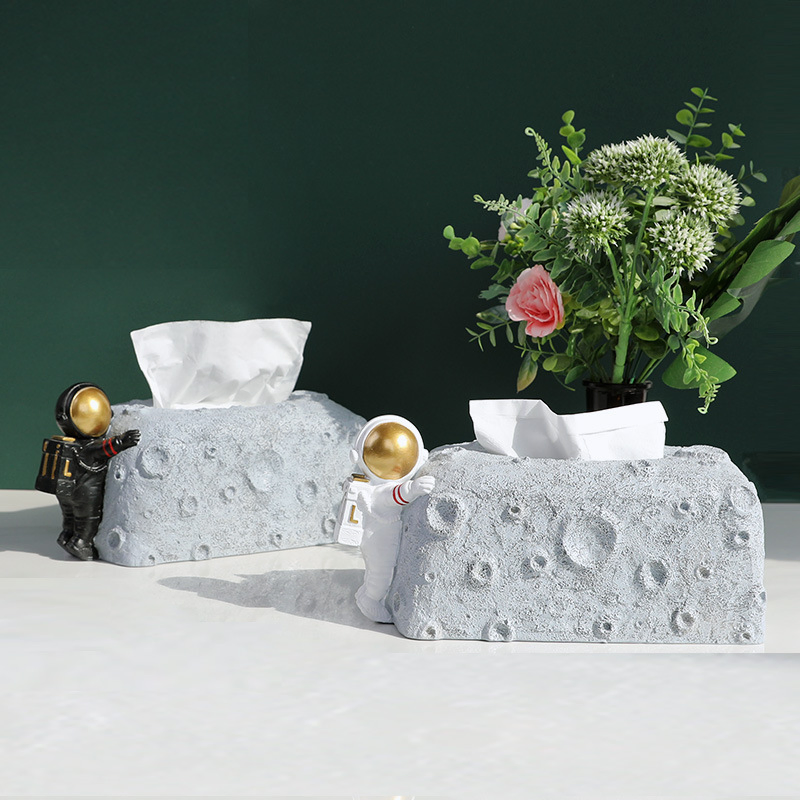 Custom Facial Tissue Paper Box Tissue Home Tabletop Resin Astronaut Tissue Box Nordic