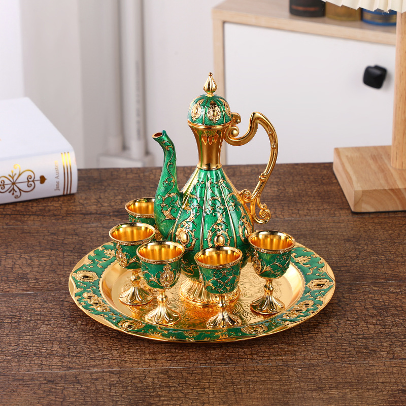 Furniture Decoration Crafts, Wine Pot, Wine Cup Set with Base