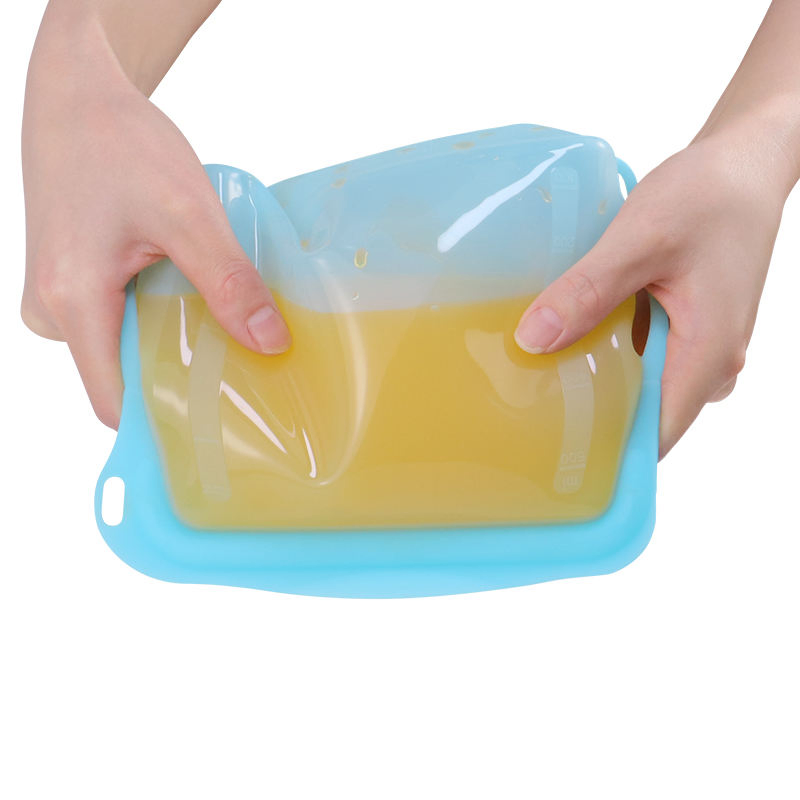 Multi-Purpose Easy-Use 1000ml Reusable Silicone Food Storage Freezer Bag with Zipper Closure
