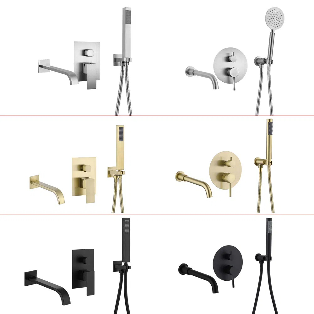 Amazon Hot Selling 304 Stainless Steel Wall Mounted Concealed Bathroom Bathtub Shower Sets