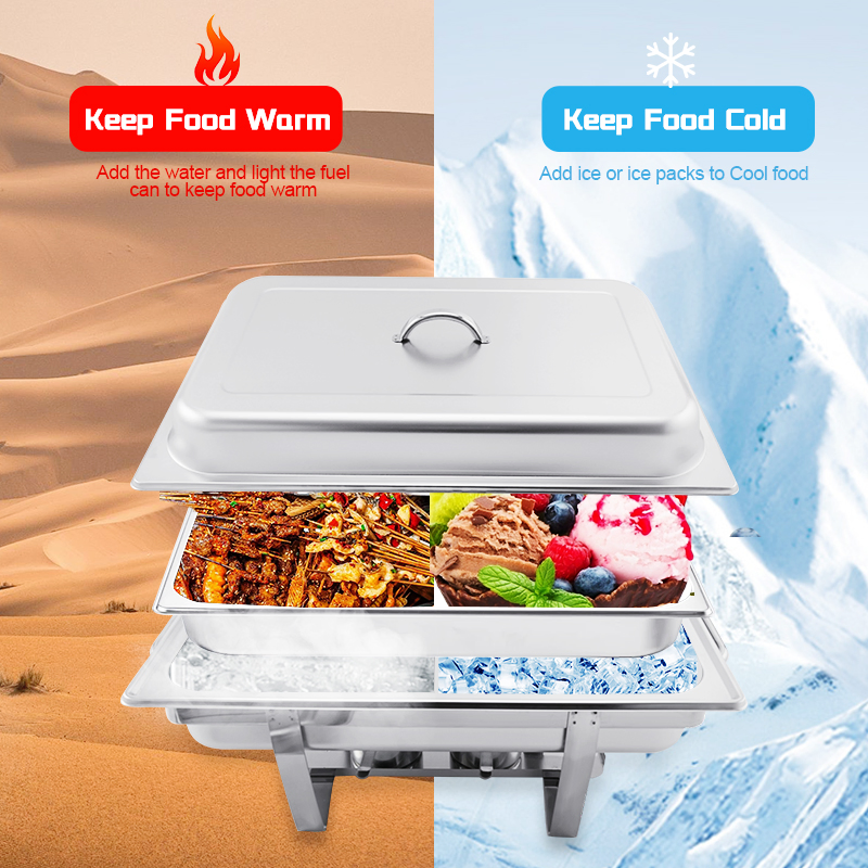 Daosheng Dual Use of Hot and Cold Chaffers Chafing Dish Food Warmer Set Restaurant Hotel Food Heater Luxury Chafing Dish