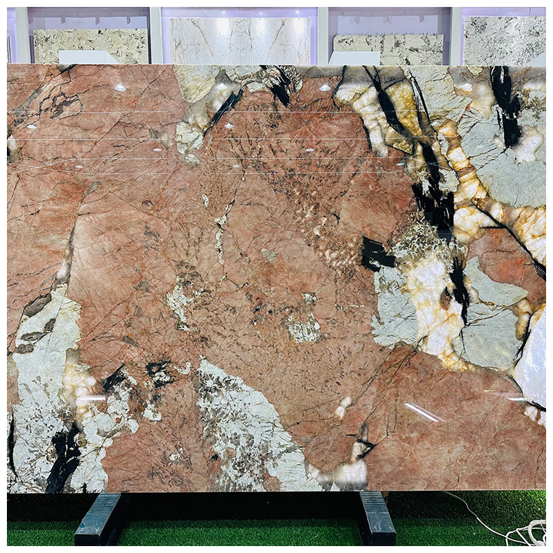 Indian Rose Pink Patagonia Quartzite Backlit Slabs for Tiles and Countertops