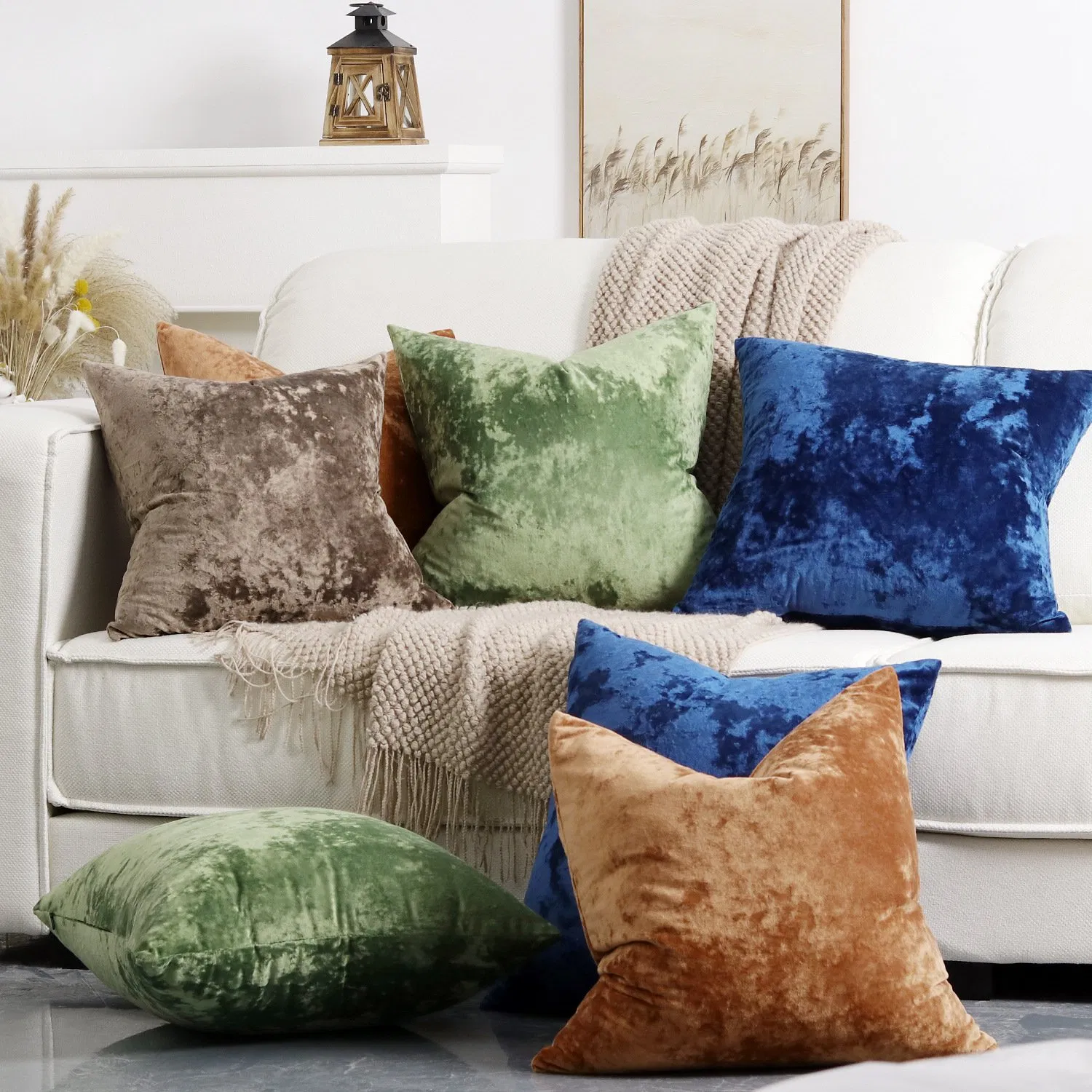 Velvet Cushion Cover Crushed Pillow Cover Grey Decorative Pillows Luxury Nordic Home Decor