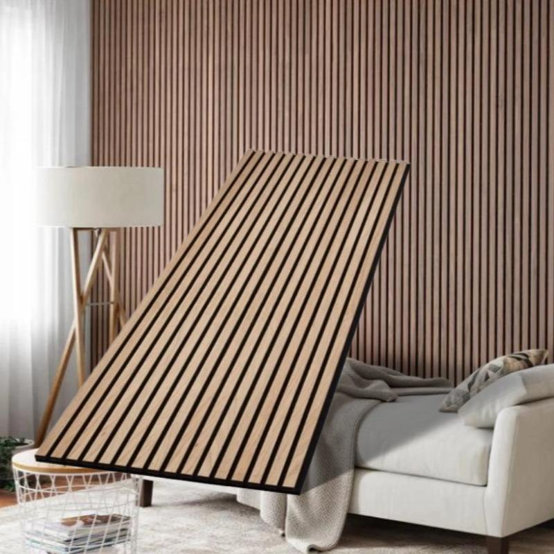 Modern 3D Fluted Wood Grain Slat Pet Acoustic Panel