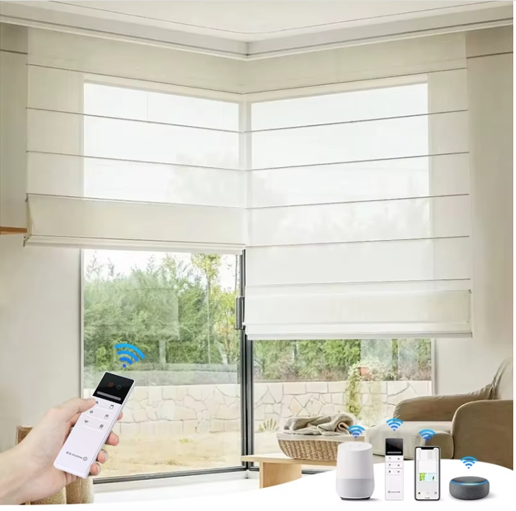 Custom Modern Roman Shades Motorized Blinds Roller Shades