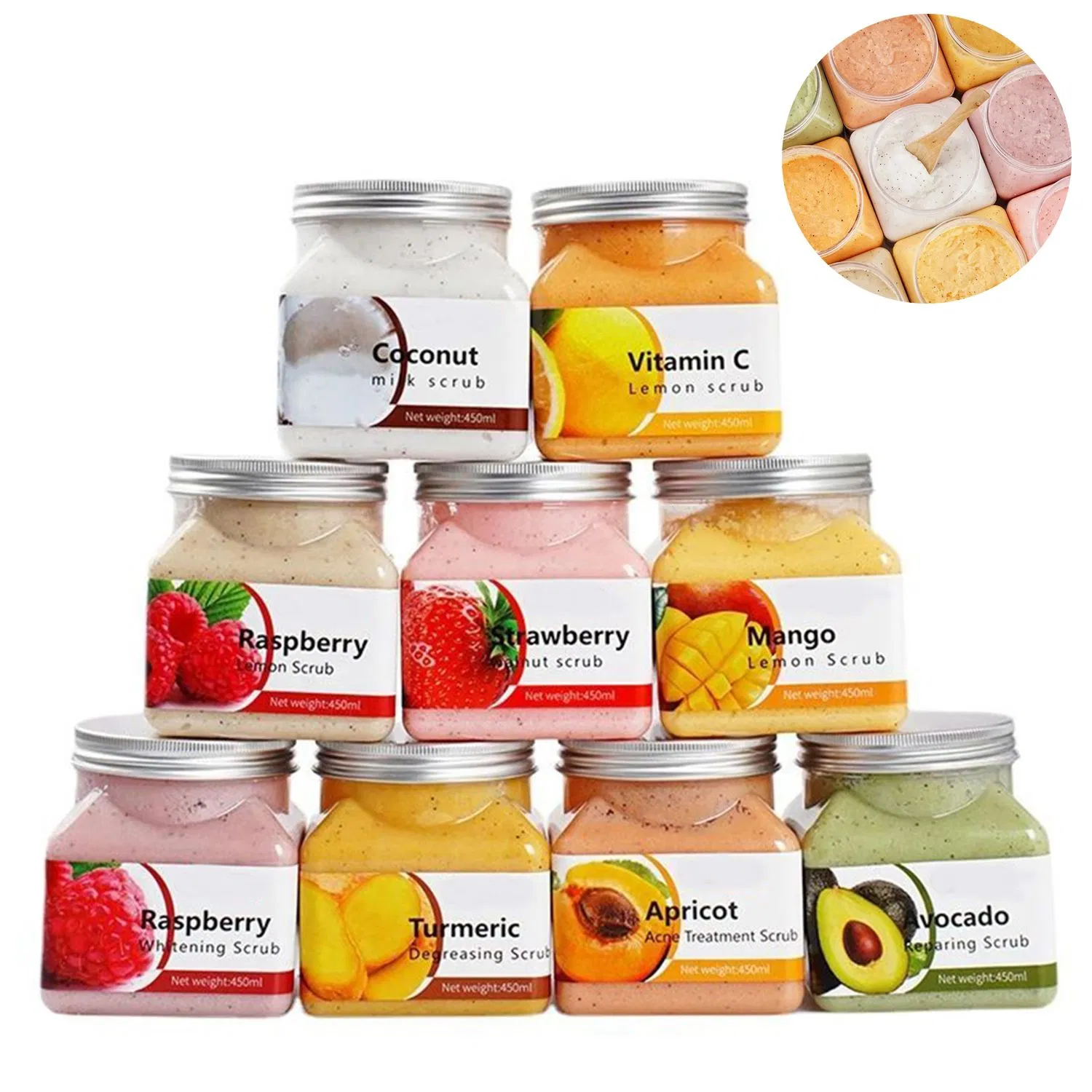 Wholesale Fruit Skin Care Organic Vegan Brightening Whitening Exfoliating Moisturizing Body Scrub