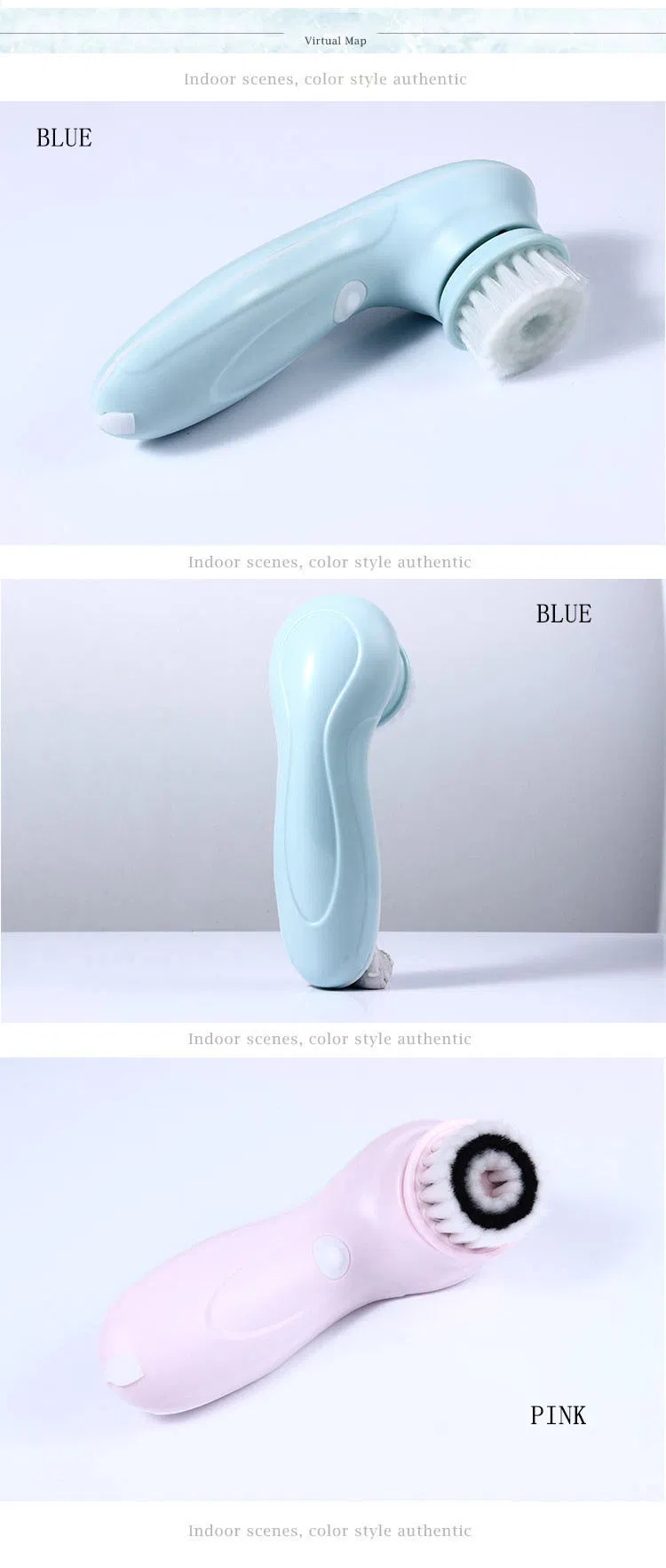 4 in 1facial Cleansing Brush 3D Skin Care Beauty Massage Silicone Electric Multifunctional Cleanser Facial Brush Set