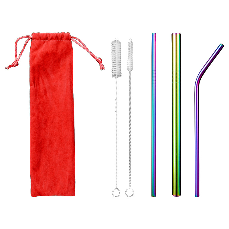 Portable Drinking Straw Set 304 Stainless Steel Reusable Metal Straw