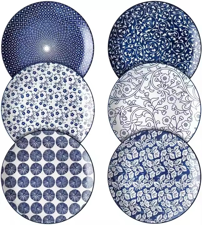 8"Coup Soup Bowl with Stamp Under Glaze Decal Ceramic Porcelain Tableware