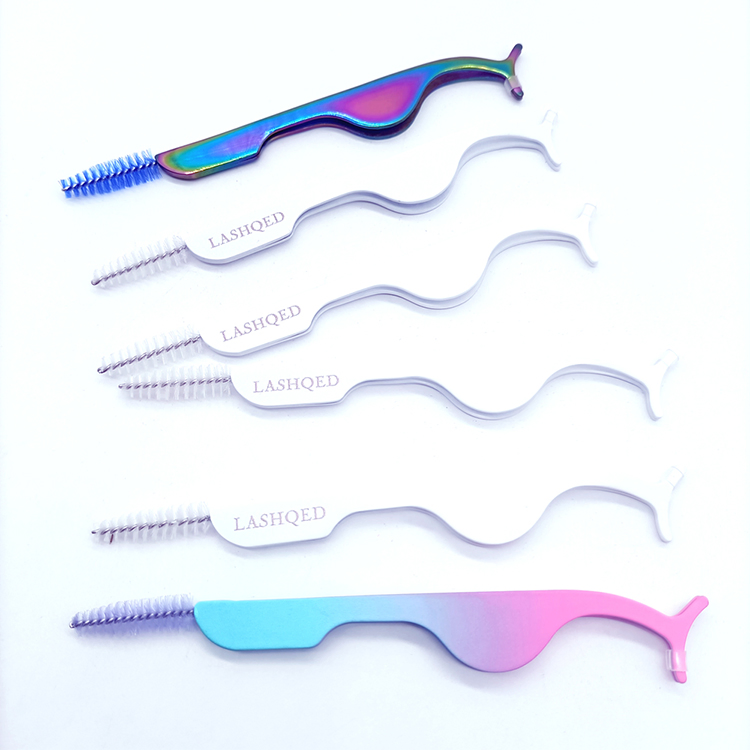 Wholesale Lashes Tweezers Lashes Applicator Tweezer Low MOQ Custom Private Label Eyelash Tweezers with Brush