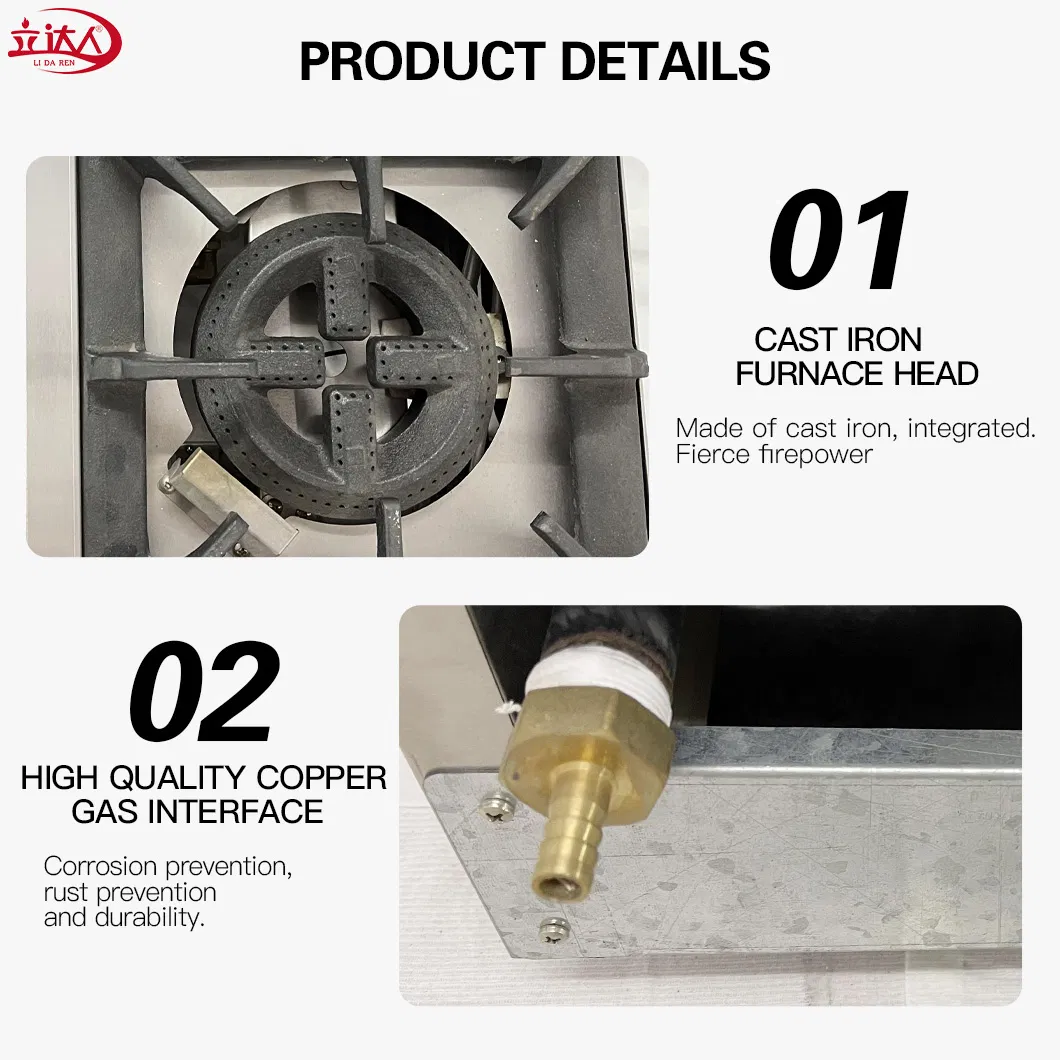 Ld-Rb2 CE-Certified PRO Stainless Steel LPG Dual-Burner Stand-Mounted Stove
