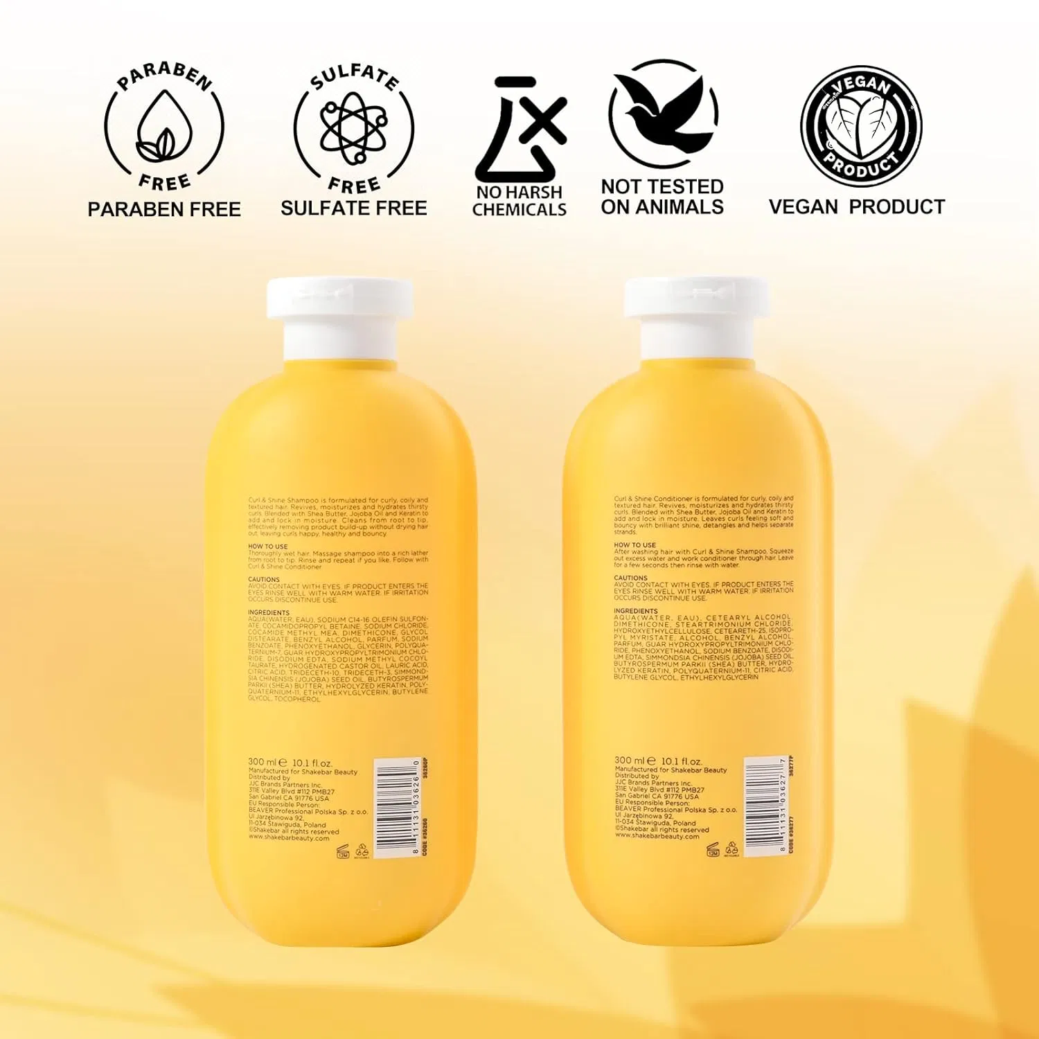 Shakebar Wholesale Hair Care Products 300ml Keratin Curly Hair Shampoo and Conditioner