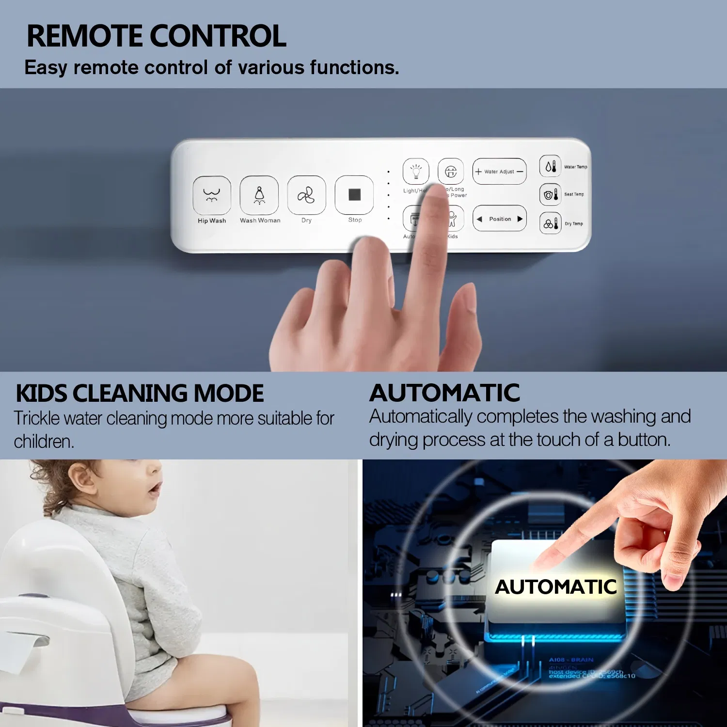 Self Clean Heated Bathroom Fitting Bidet Smart Sanitary Toilet Seat Cover