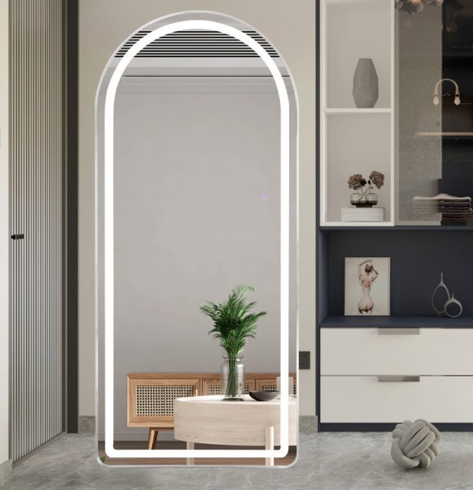 Large Wall Decorative Black Frame Square Full Length Stand up Glass Mirror for Bedroom