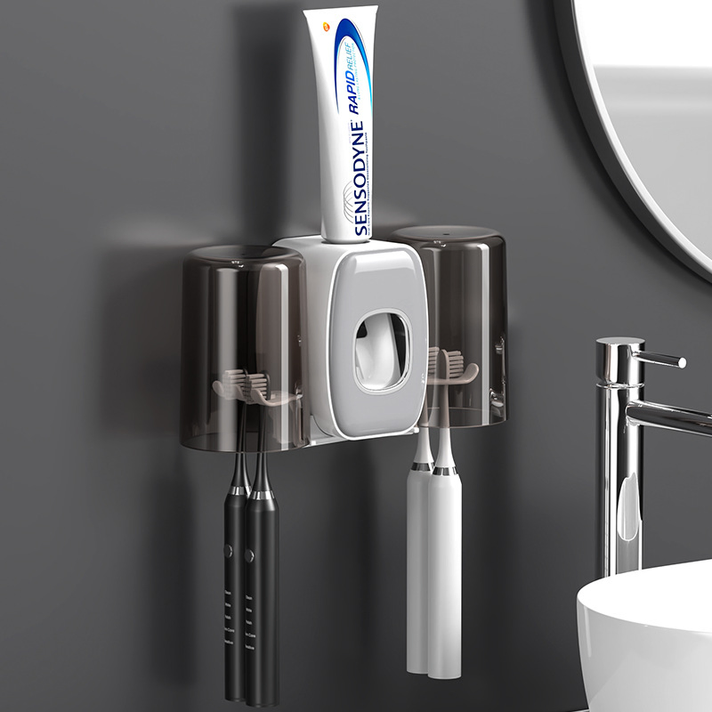 New Mini Rechargeable Bathrooms Toothbrush Holder with UV Sterilizer and Toothpaste Dispenser