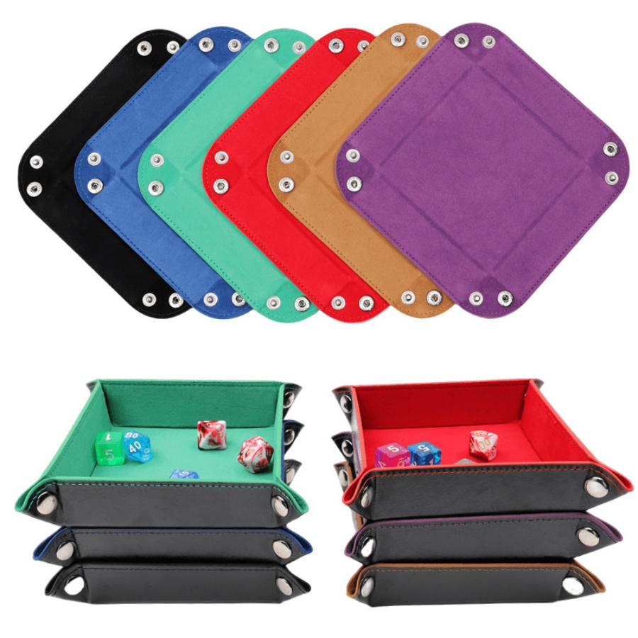 Rectangle Table Games Dnd Dice Storage Box Leather Velvet Folding Dice Tray