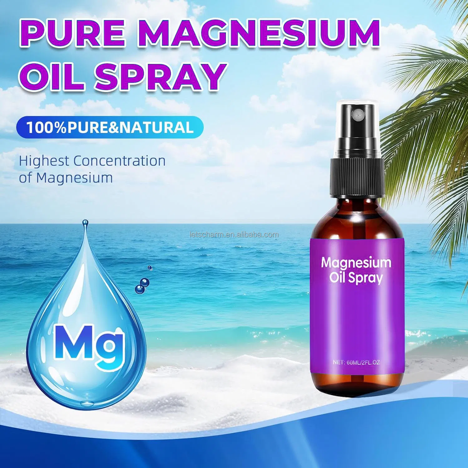 Ls137 OEM Custom Pure Magnesium Oil Spray - 118ml Skin & Muscle Relief