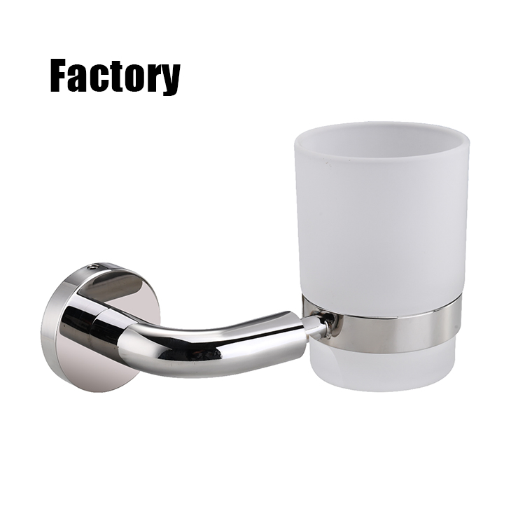 Stainless Steel Bathroom Accessories Single Tumbler Toothbrush Holder Set with Glass Cup