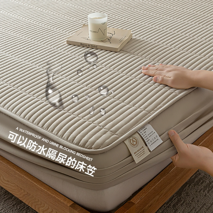 Home Textile Solid Color New Waterproof Quilted Bedding Set Embroidery Mattress Protector