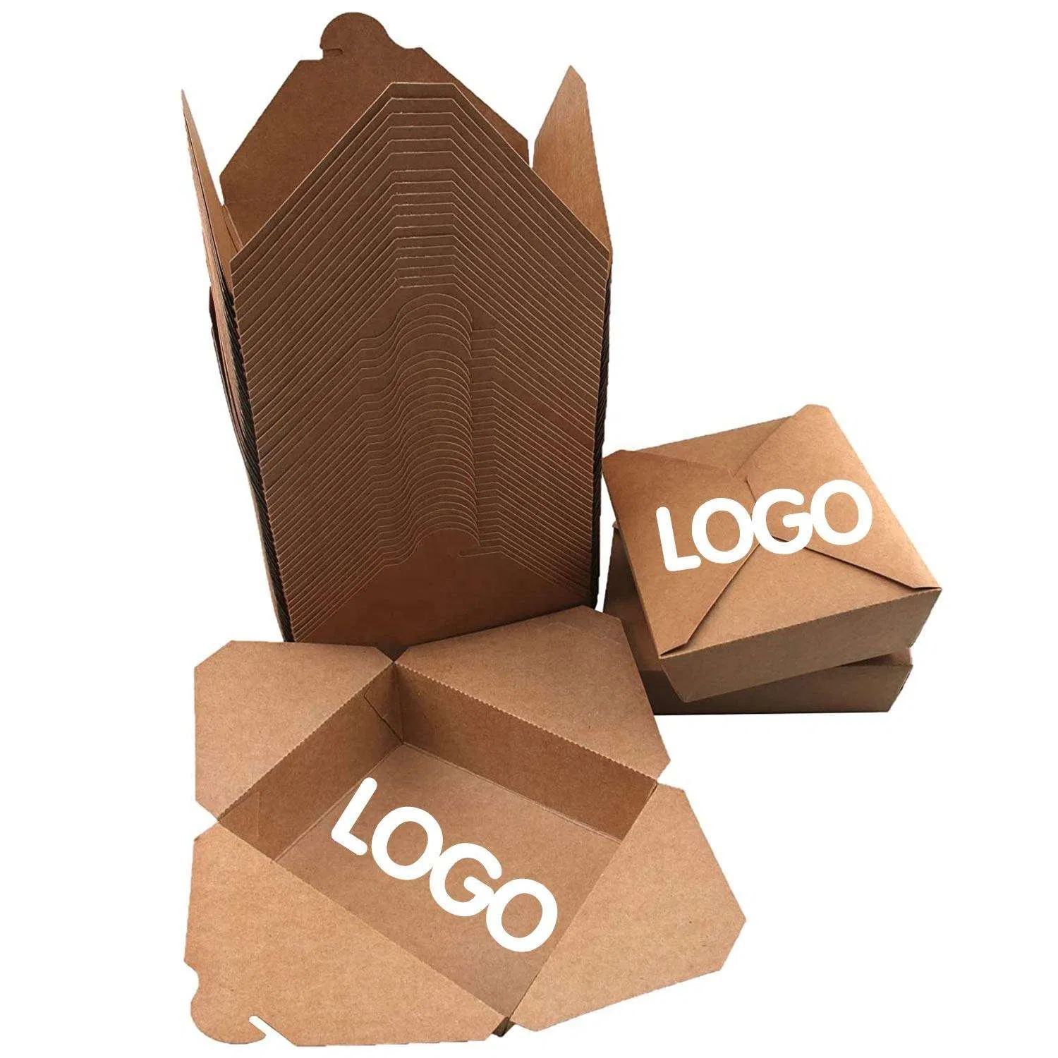 Biodegradable Takeaway Packaging Cardboard Kraft Paper Folding Lunch Box Disposable Food Container