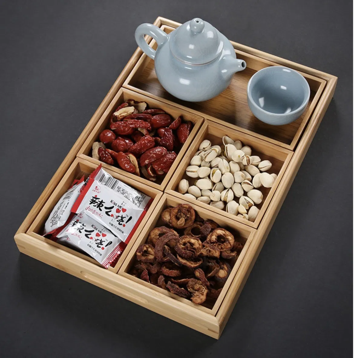 Bamboo Household Pastries Candies Nuts Snack Fruit Plate Japanese-Style Storage Tray