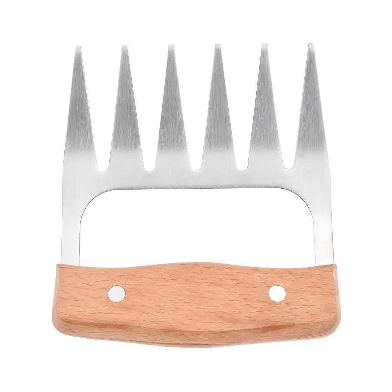 Baking Tool Forks with Wooden Handle Chicken Shredder Tool Bear Claw Meat Shredder