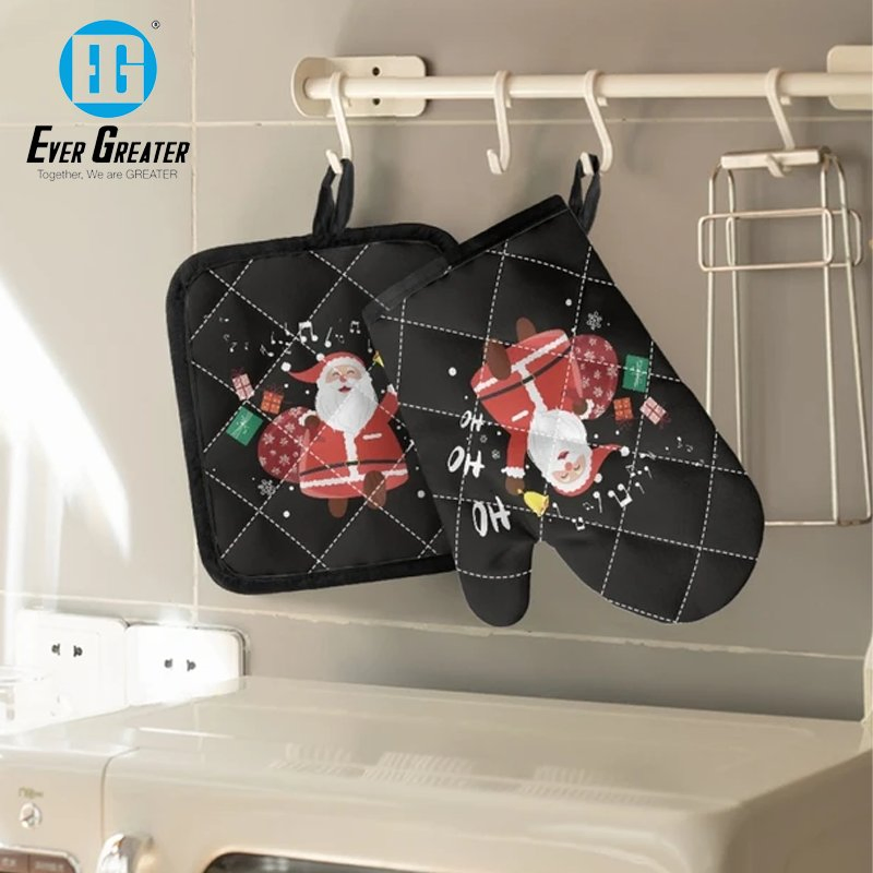 Custom Premium Cotton Oven Mitts Wholesale Available Heat Resistant Christmas Oven Mitts for Souvenirs