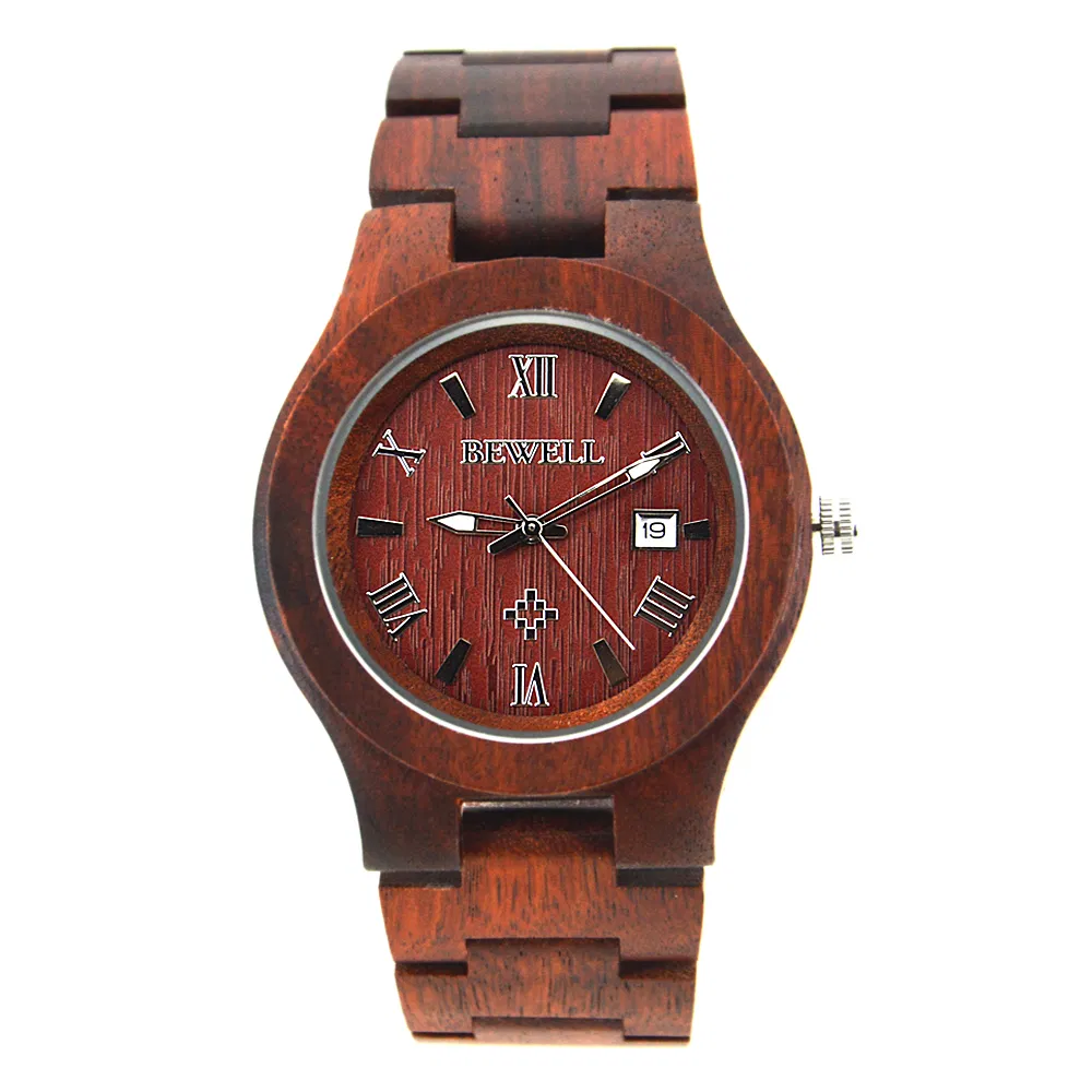 Bewell Factory Price Men Watches Handmade Natural Wooden Super Thin Case and Band Men Wrist Watches