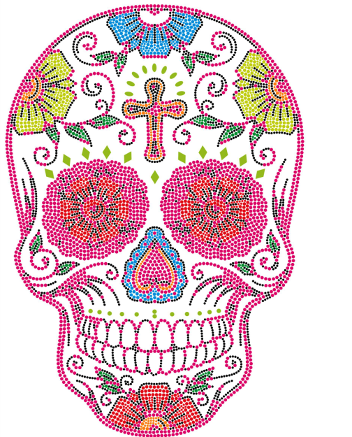 Стразы цветок и череп для футболок толстовок