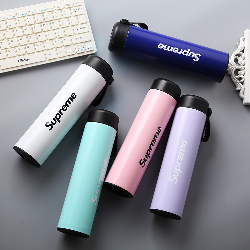 Simple Solid-Colored Stainless Steel Vacuum Water Bottle with Logo