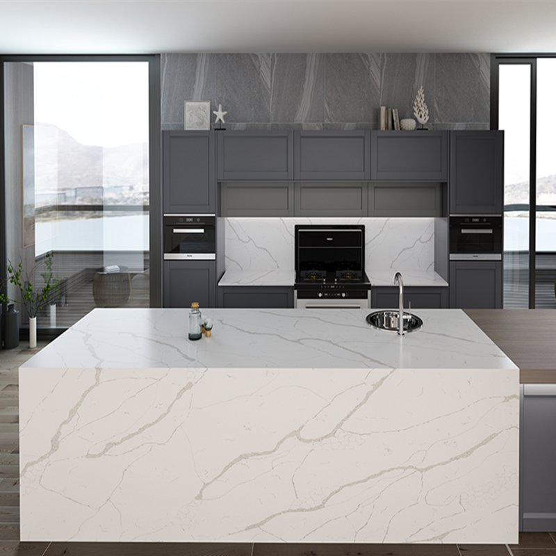 Manufactured Polished Artificial Quartz for Kitchen Island/Worktop/Benchtop Quartz Stone