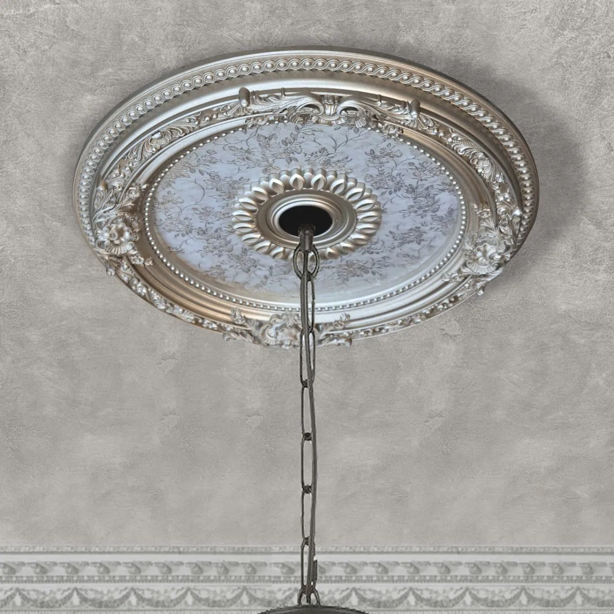 Artistic Ceiling and Lamp, 62 Cm Round Ceiling Medallion