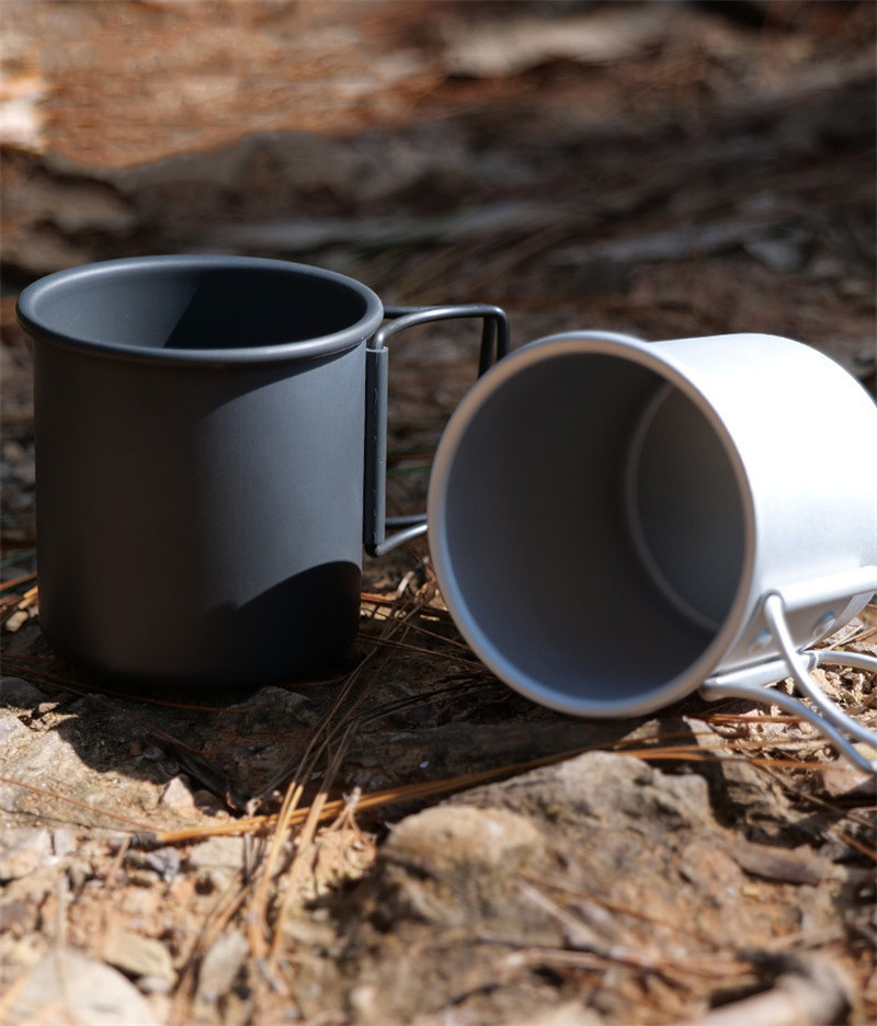 Aluminium Single Wall Mug with Folding Handle Hot Selling Outdoor Products Very Light