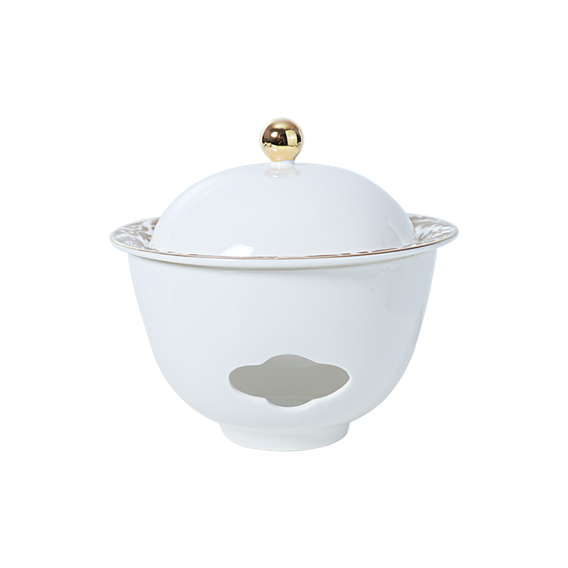 Tea Party Gold Edge Porcelain Cubilose Soup Bowl Blue Bone China Tureen