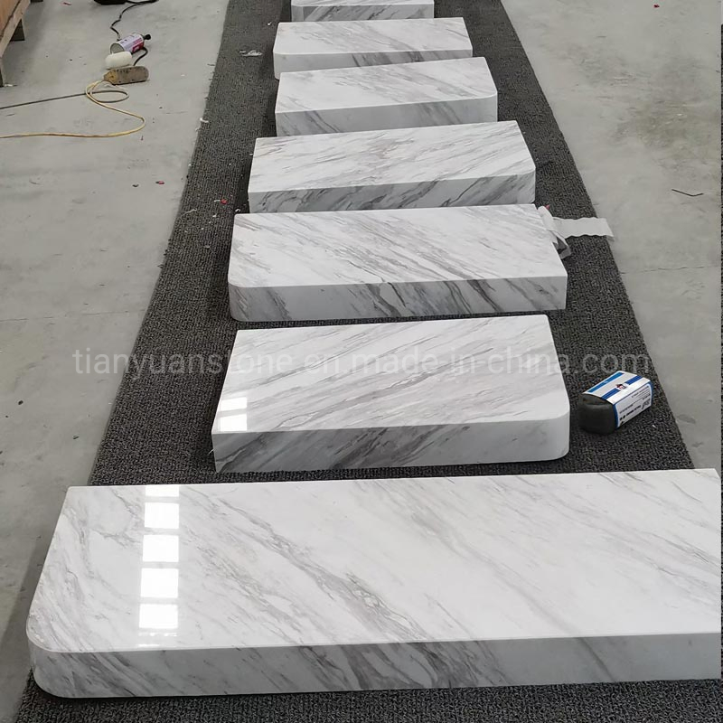 Customized Volakas White Marble Vanity with Radius Corner Edge
