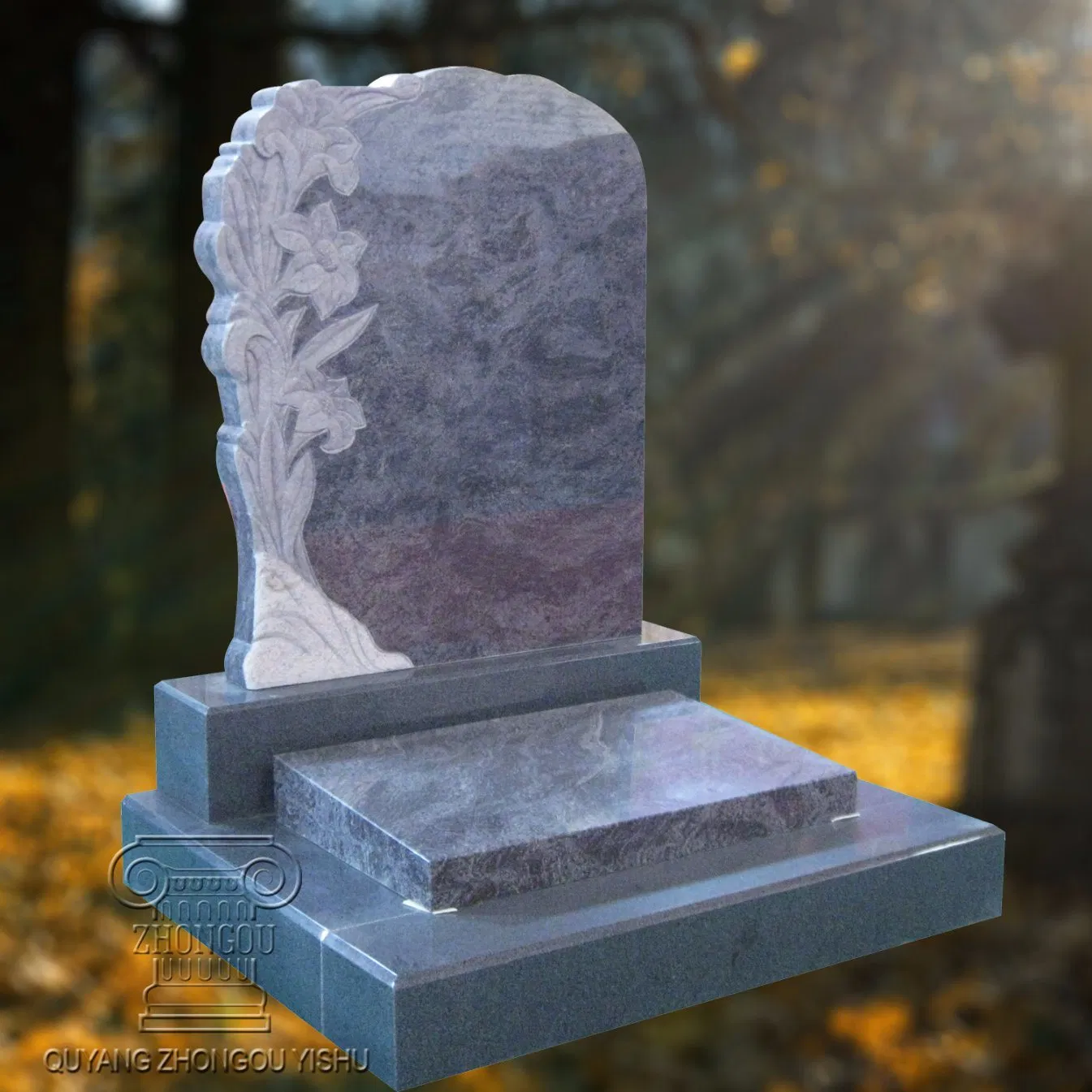 Quyang China Black Granite Gravestone Tombstone Monument Dz-267 Zhongou HS Code: 6802939000