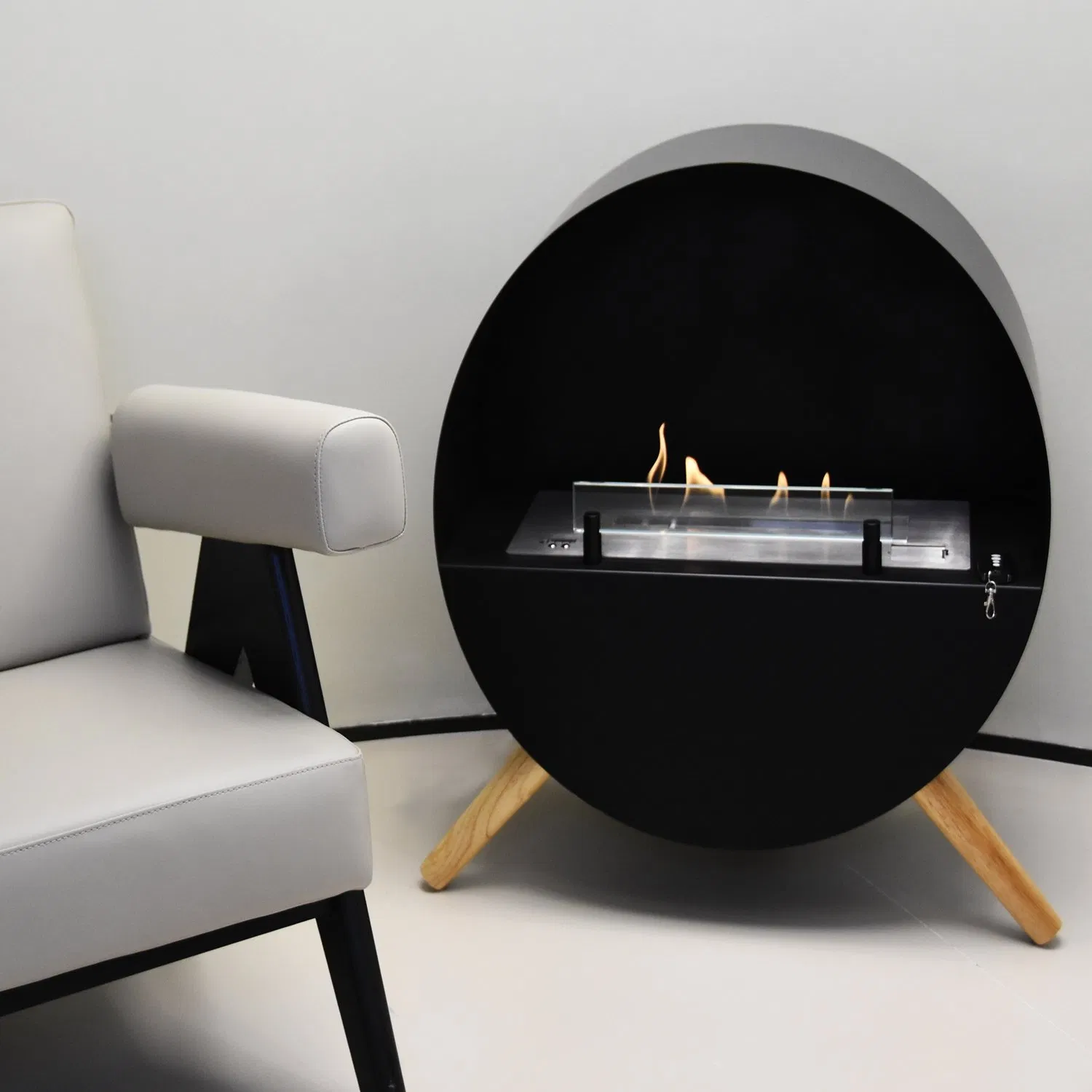modern Indoor Decoration Mini Round Small Size Manual Bio Ethanol Fireplace