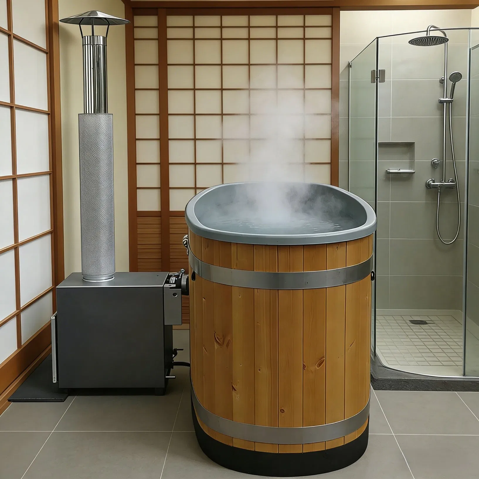 Деревянная купель Boda с подогревом и гидромассажем