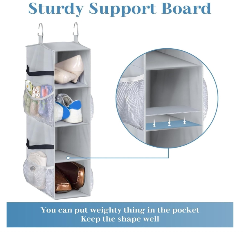 Short Hanging Holds 8 Pairs Shoe Organizer Closet Storage with Side Pockets