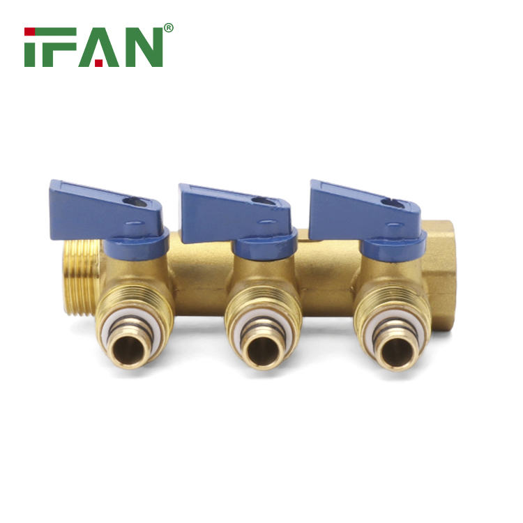 Ifan Fress Sample Factory DIN 16833 Manifold Floor Heating 2-5 Hole Straight Pex Pipe Manifold OEM Brass Manifold