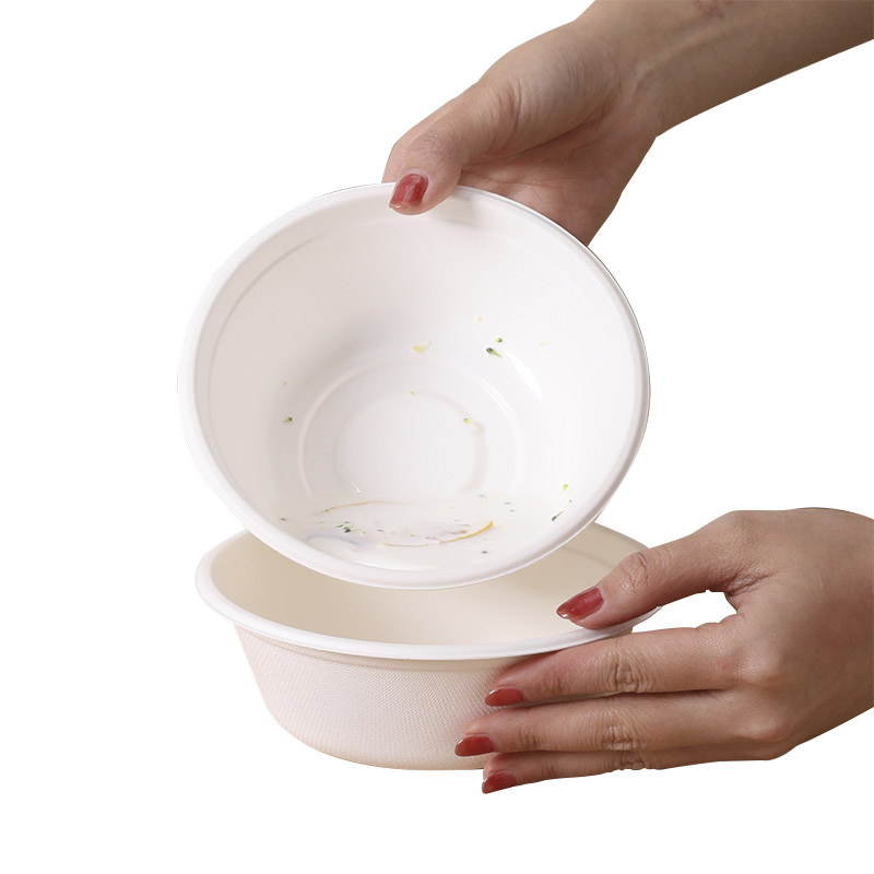 500ml Food Grade White Compostable Natural Sugarcane Bagasse Soup Bowls