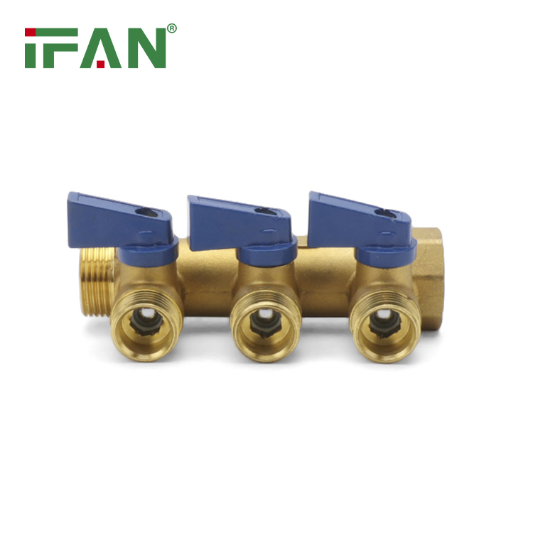 Ifan Professional Manufacture ISO15875 Floor Heating Manifold 3/4"-1" OEM Pex Pipe Manifold Yellow Brass Manifold Without Head