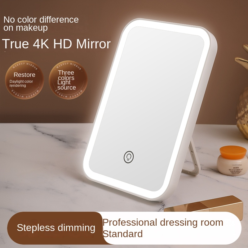 Portable Foldable High-Definition Three-Color LED Desktop Makeup Mirror